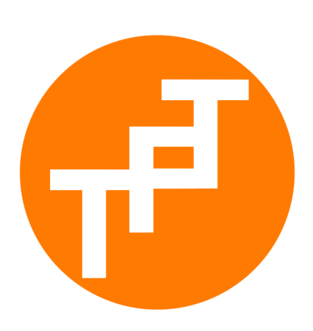 TFT monogram cut out of an orange circle